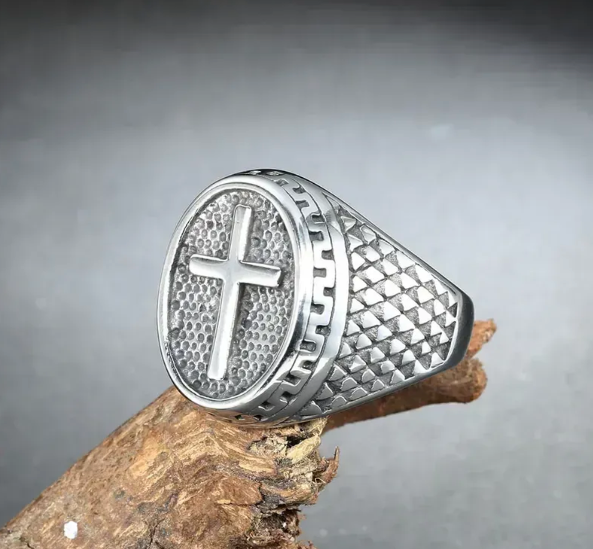 Edelstahlring "Kreuz"